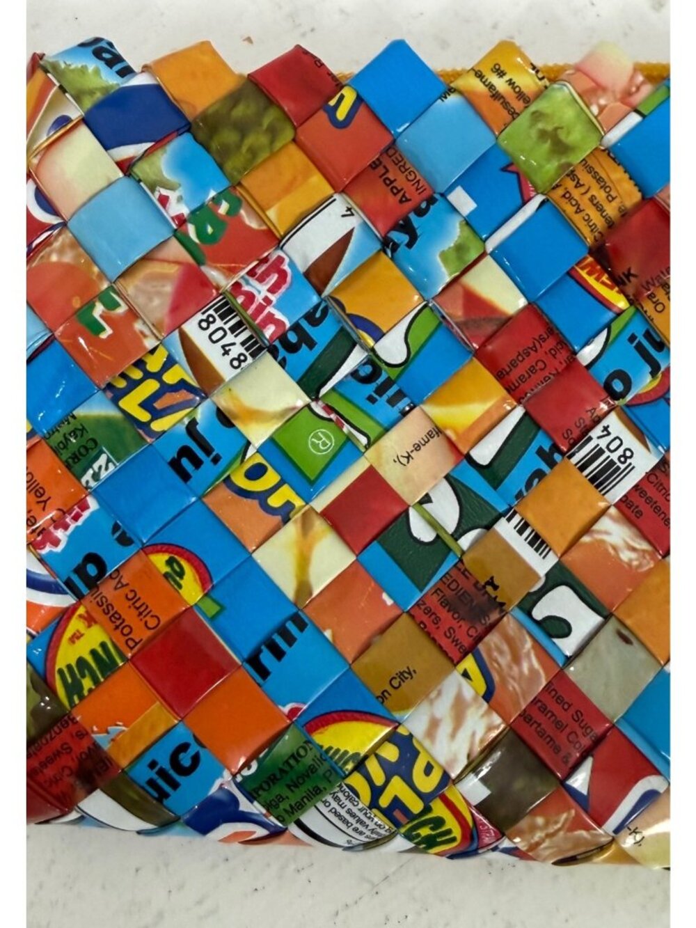 Handwoven Colorful Recycled Candy Wrapper Zipper Pouches Set Of 2 9x4.5" 10.5x7" - Picture 8 of 8